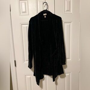 Knox Rose Black Open Front Chenille Cardigan